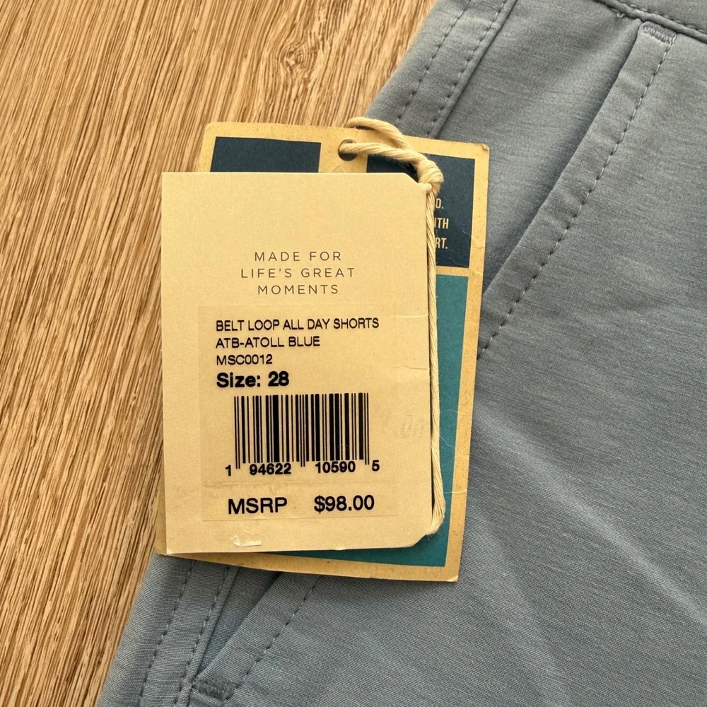 Faherty All Day Shorts Mens 28 Atoll Blue Stretch Quick Dry Performance NWT